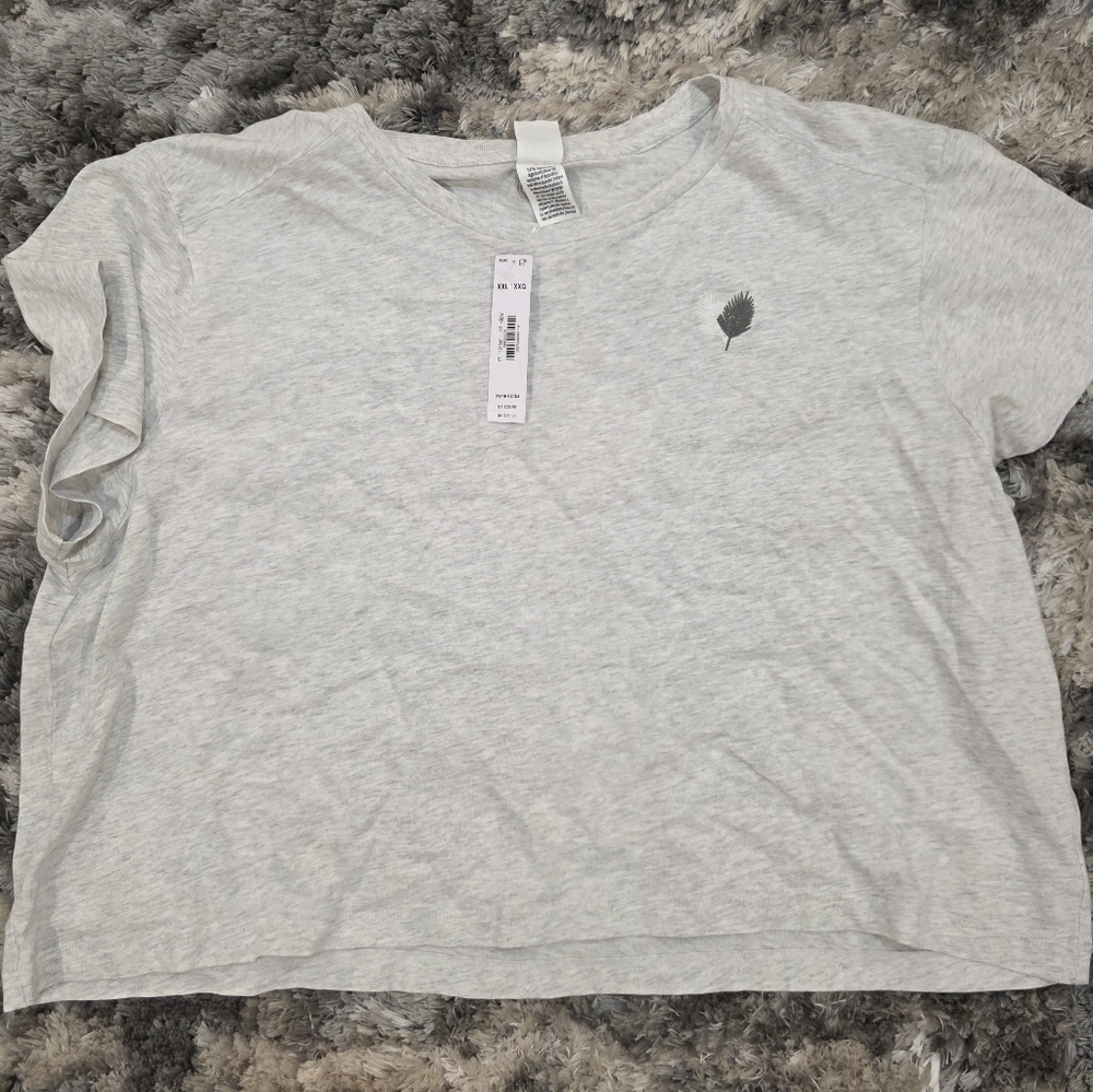 PINK Victoria's Secret Gray Crop Top Crew Neck